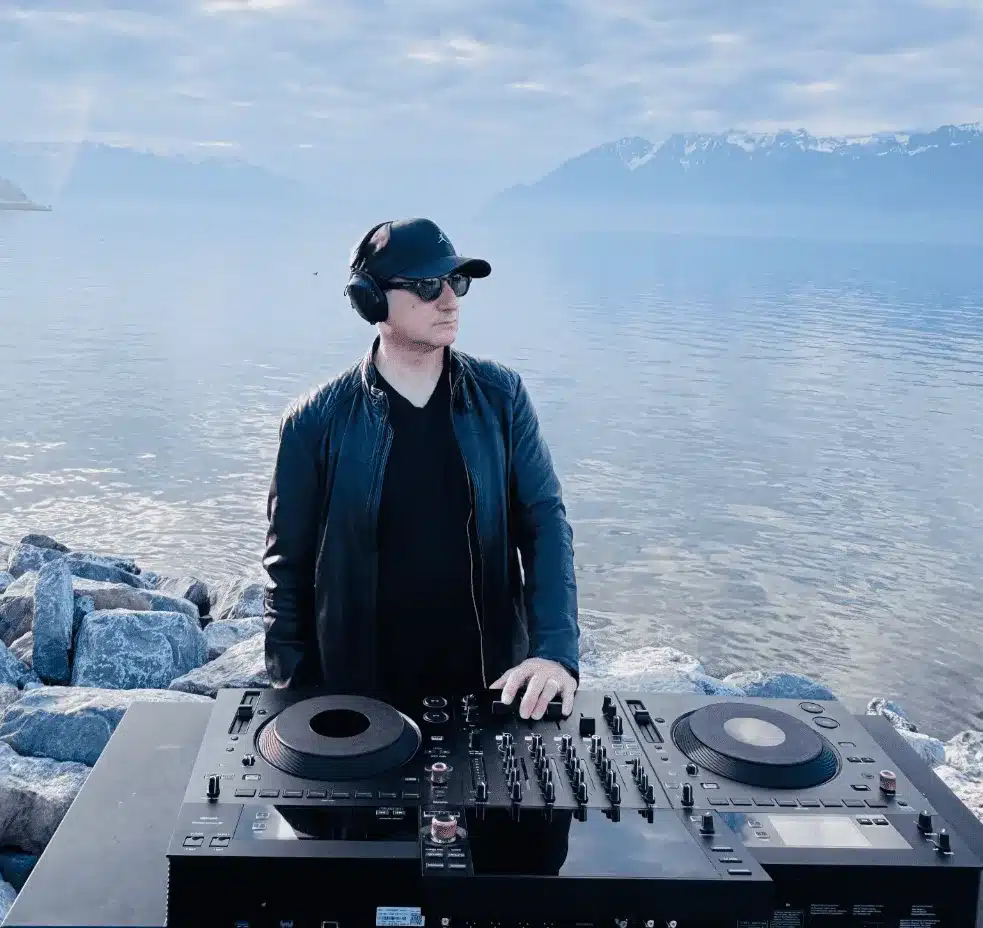 Seb Moril, professional DJ in Switzerland, at Lake Geneva